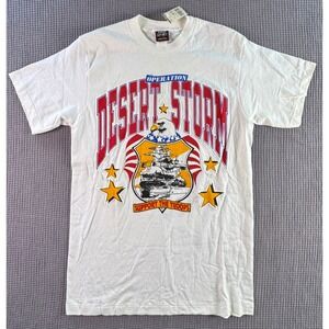 Vintage 90s Operation Desert Storm Made in USA Troops Graphic T Shirt Medium NWT
